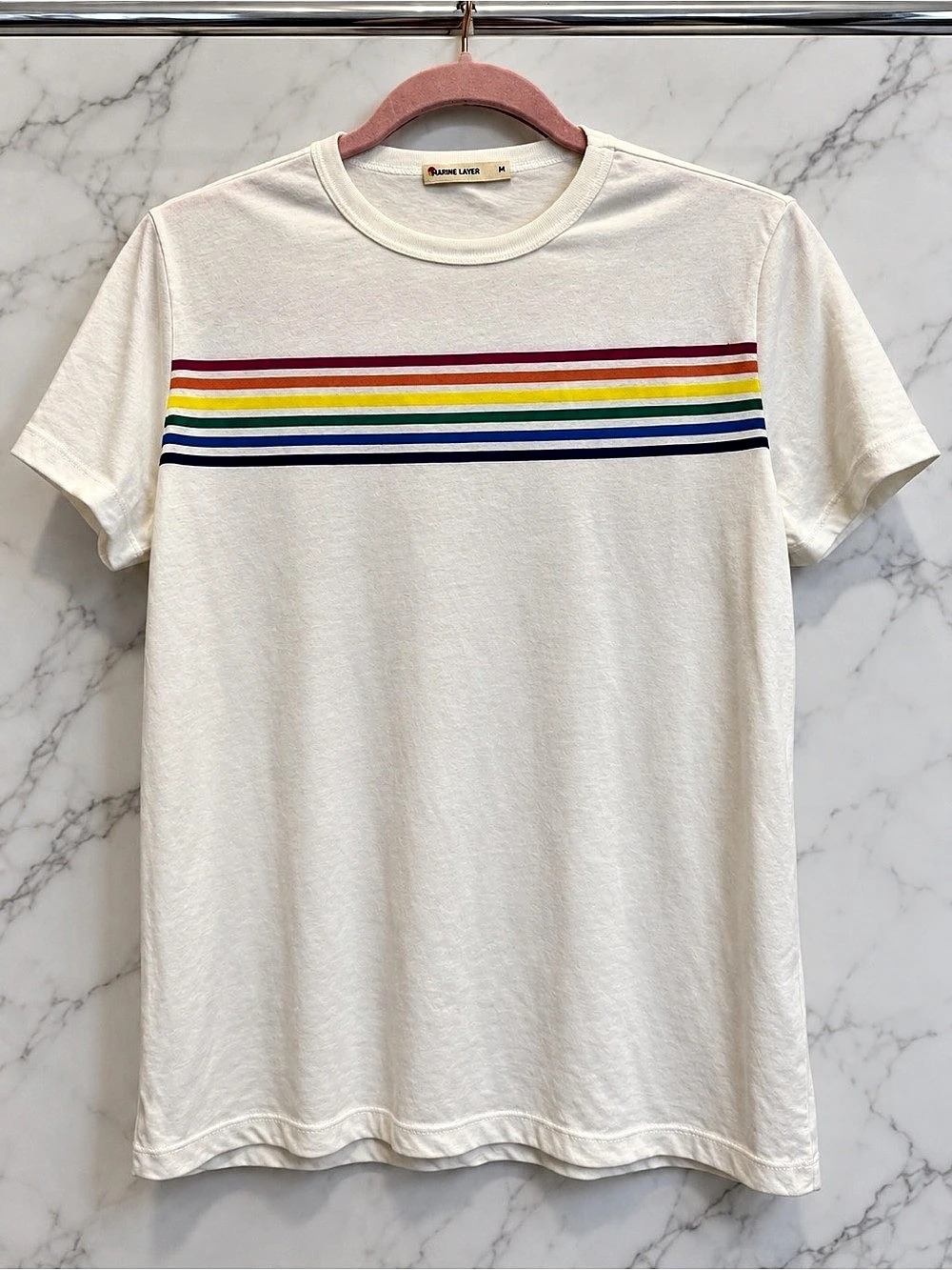 Urban Outfitters Marine Layer Rainbow Stripe Crewneck T-Shirt Medium NWOT